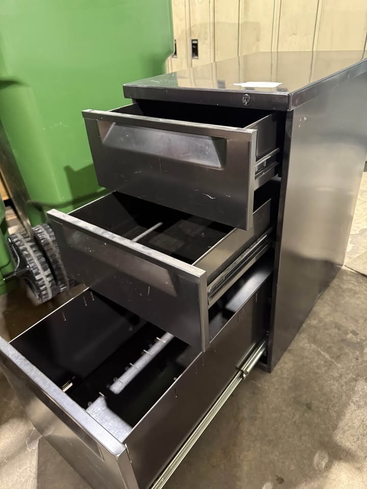3 Drawer Mobile File Cabinet – Metal – Black - photo 3
