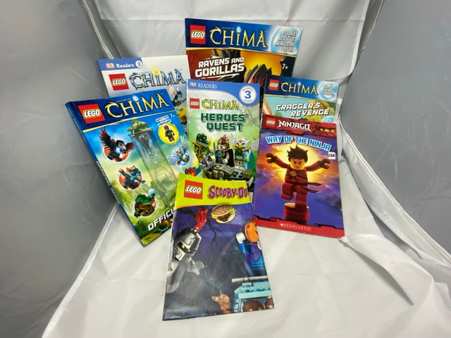 Lot Of 5 Lego Chima Books + Ninjago Book + Scooby Doo Poster