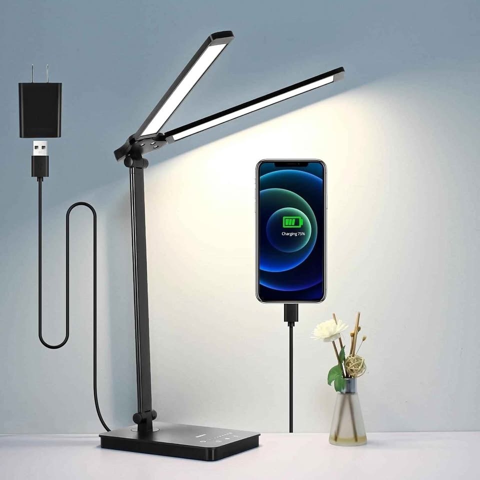 Semlos Dual Arm LED Desk Lamp with USB Charge