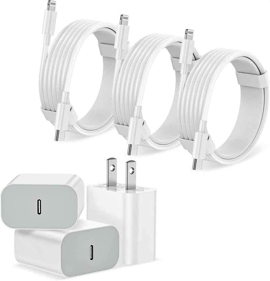 Apple MFi USB-C Fast Charger 3Pack with Cables
