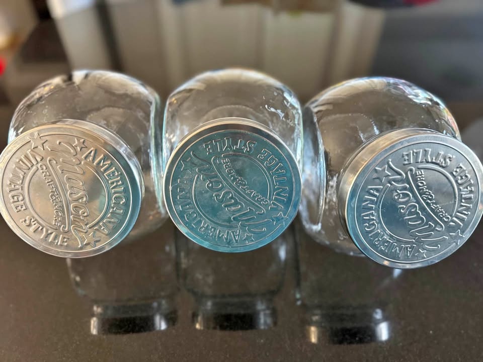 Set of 3 clear glass canisters, only used for a couple months