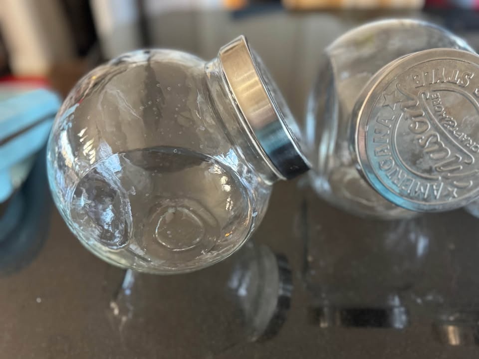 Set of 3 clear glass canisters, only used for a couple months - photo 3