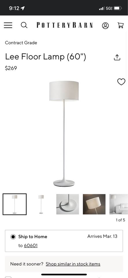 Pottery Barn White Tall Floor Lamp (retails $269) - photo 2