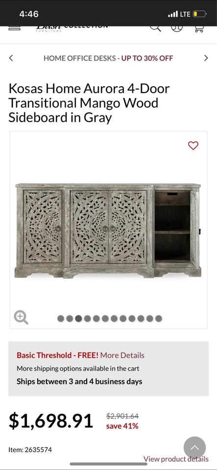 Quality Sideboard/Entertainment Center 66”w x 36”h x 17”d - photo 2