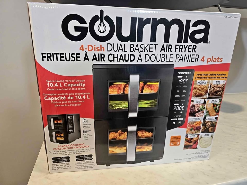 Brand New Gourmia Dual Basket Air Fryer (10.4L)