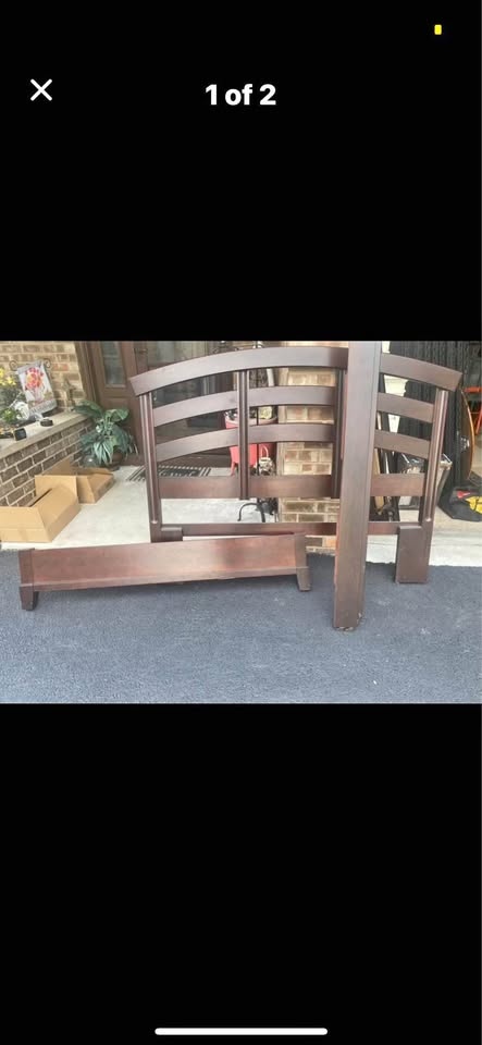 Solid Dark Wood Queen Bed Frame