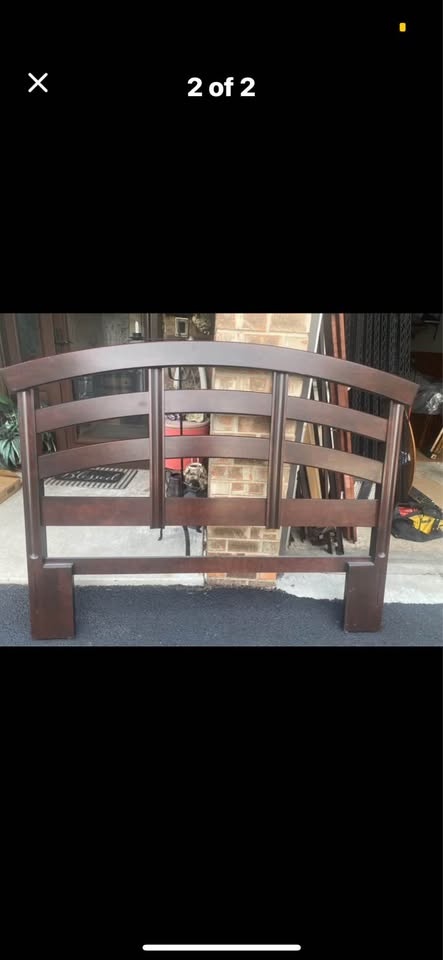 Solid Dark Wood Queen Bed Frame - photo 2