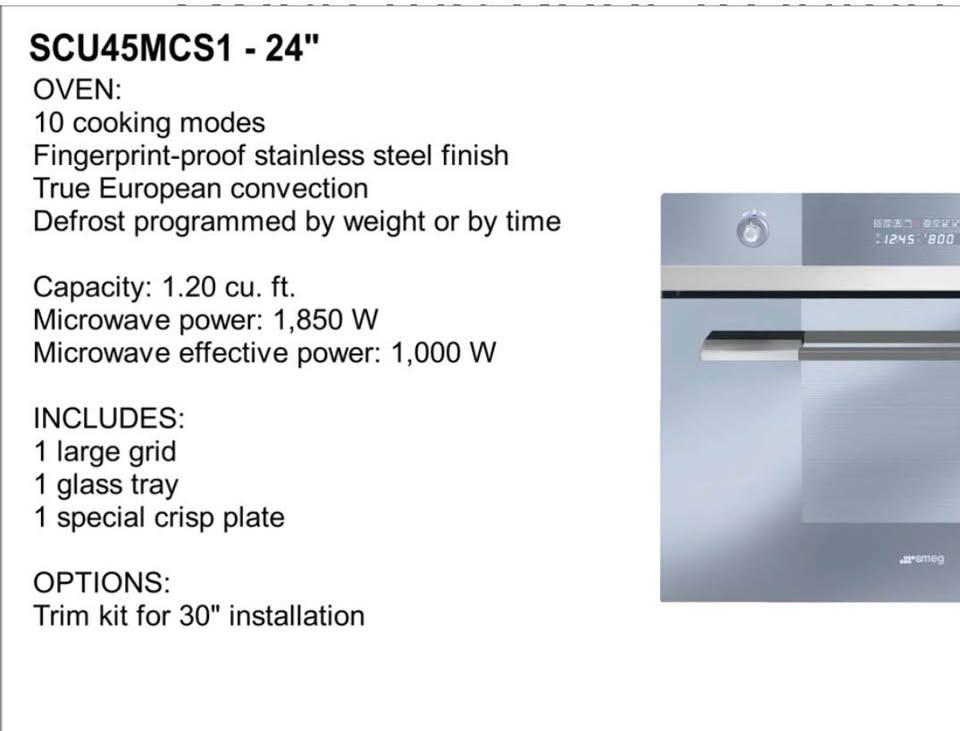 Smeg Steam 24” Wall Oven, Retails Over $3400 - photo 5