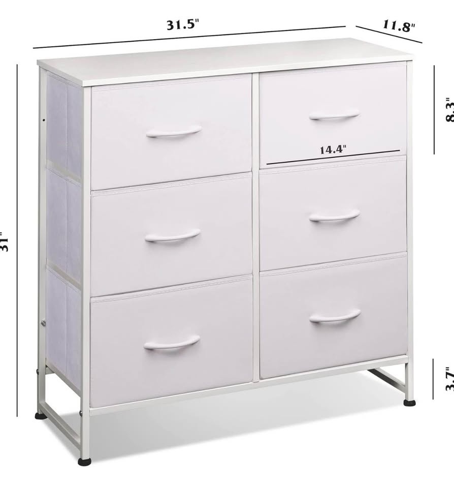 6 Drawer White Fabric Storage Dresser - photo 2