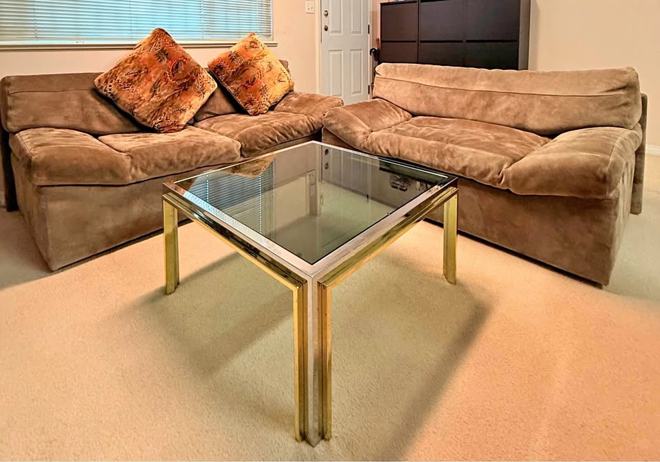 Real suede leather couch and loveseat