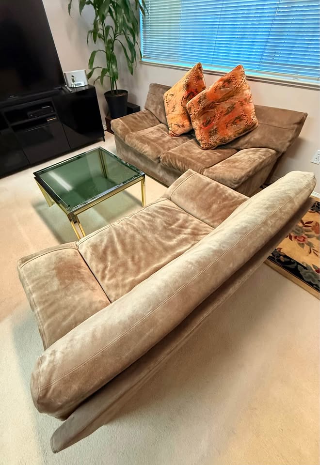 Real suede leather couch and loveseat - photo 2