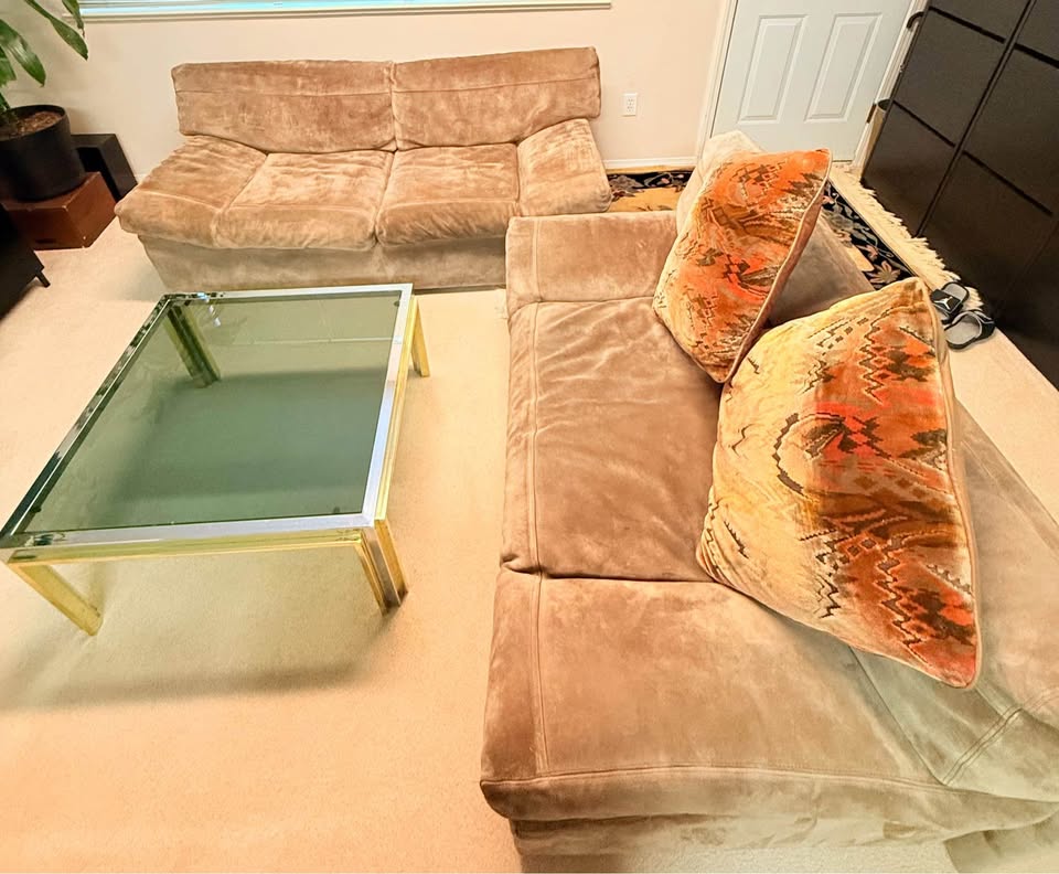 Real suede leather couch and loveseat - photo 3