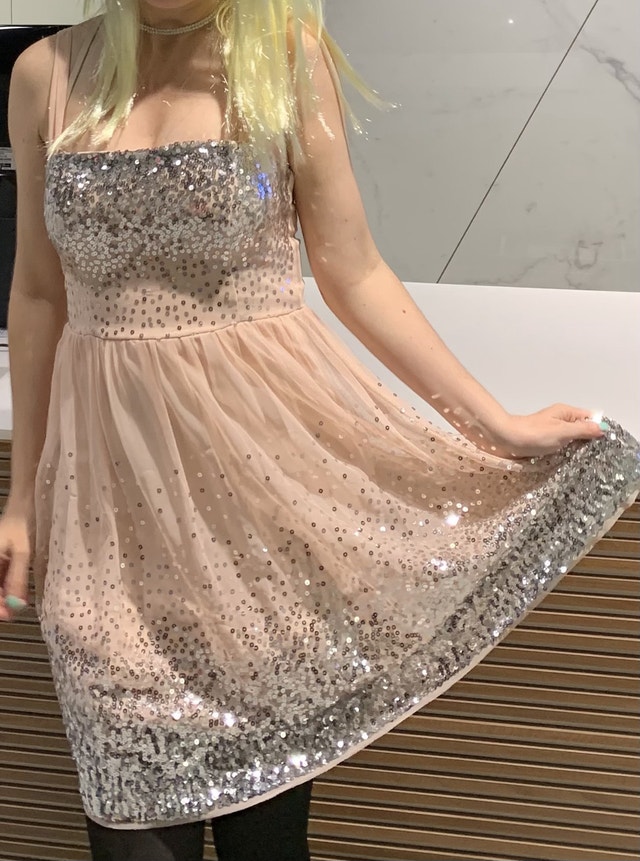 pink sparkle dress - S