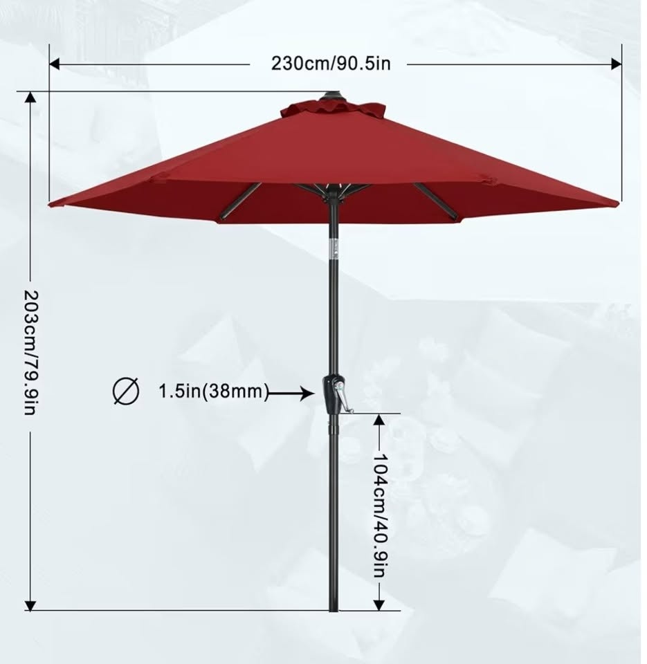 MASTERCANOPY Patio Umbrella (7.5ft, Burgundy) - Open Box - photo 2