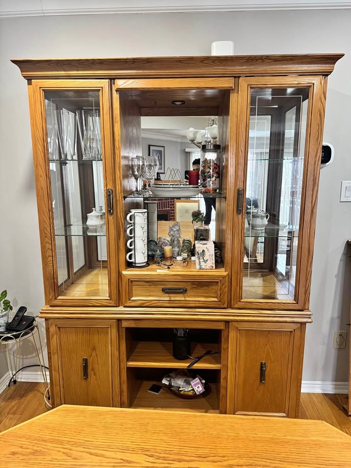 Wooden Display Cabinet with Glass Doors