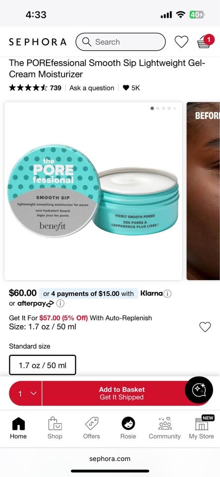 Benefit POREfessional Smooth Sip Moisturizer 50g sealed - photo 4