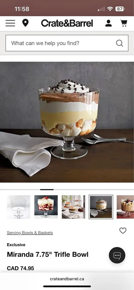 Trifle dessert glass bowl thumbnail