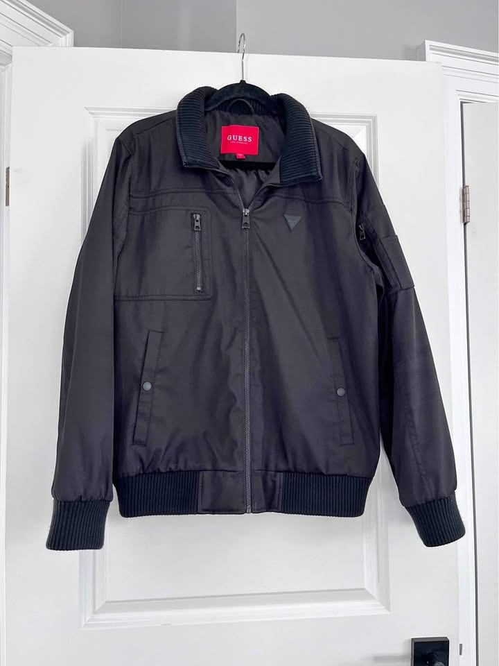 Mens Black Guess Bomber Jacket