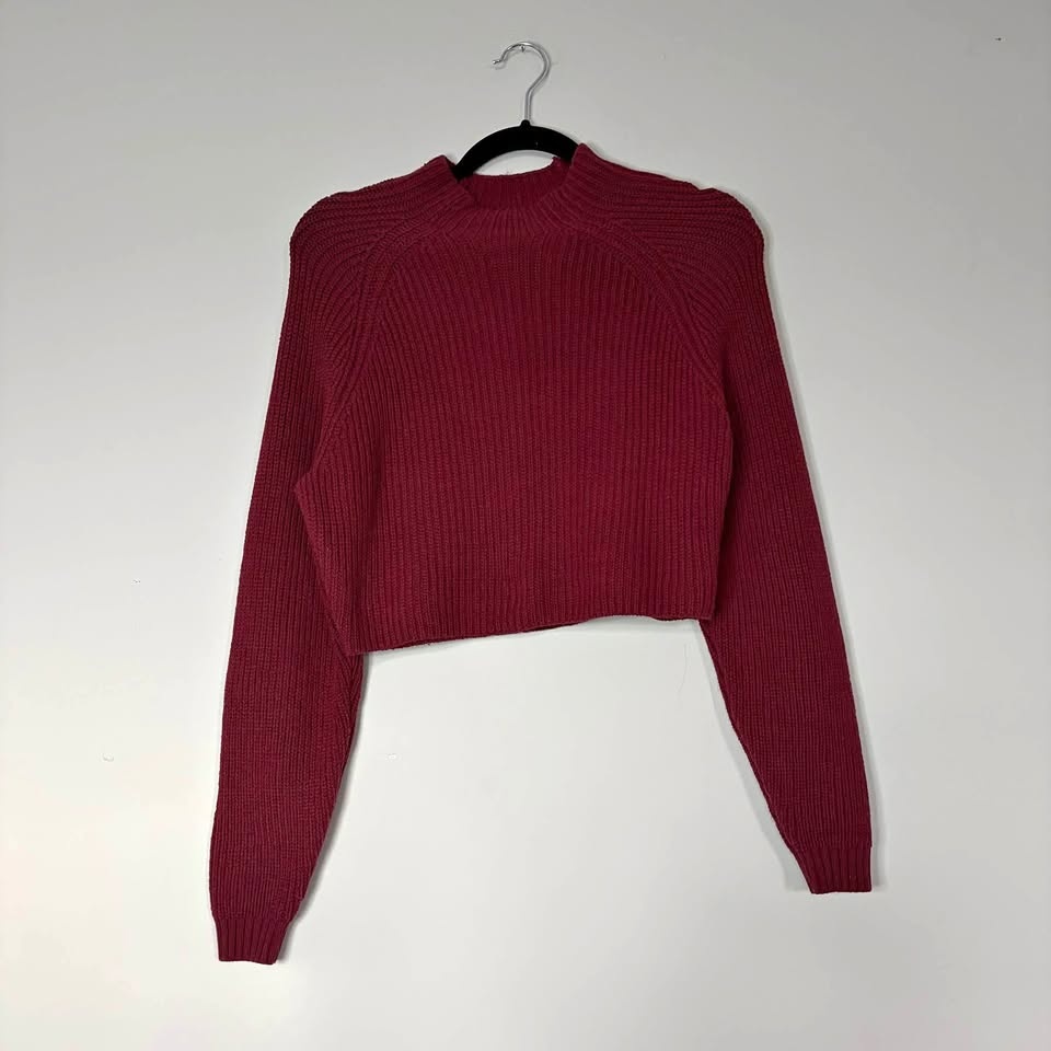 New Hollister Maroon Cropped Sweater