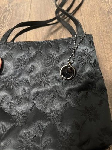 NINE WEST Black satin flower stitched handbag - photo 4