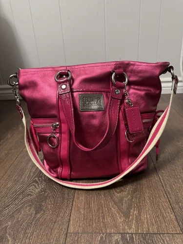 Vintage Y2K Coach Fuchsia Leather Poppy Shoulder Bag - photo 2