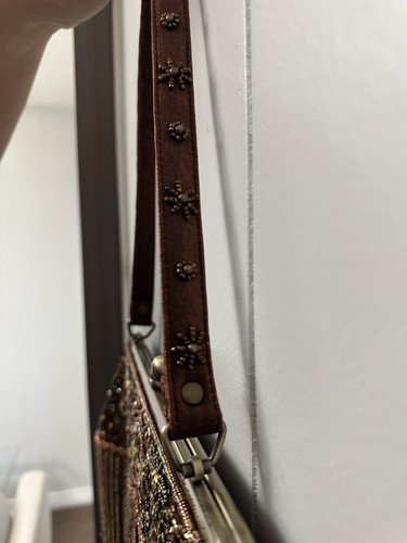 Y2K Vintage Elegant Brown&Gold Beaded Clutch - photo 5