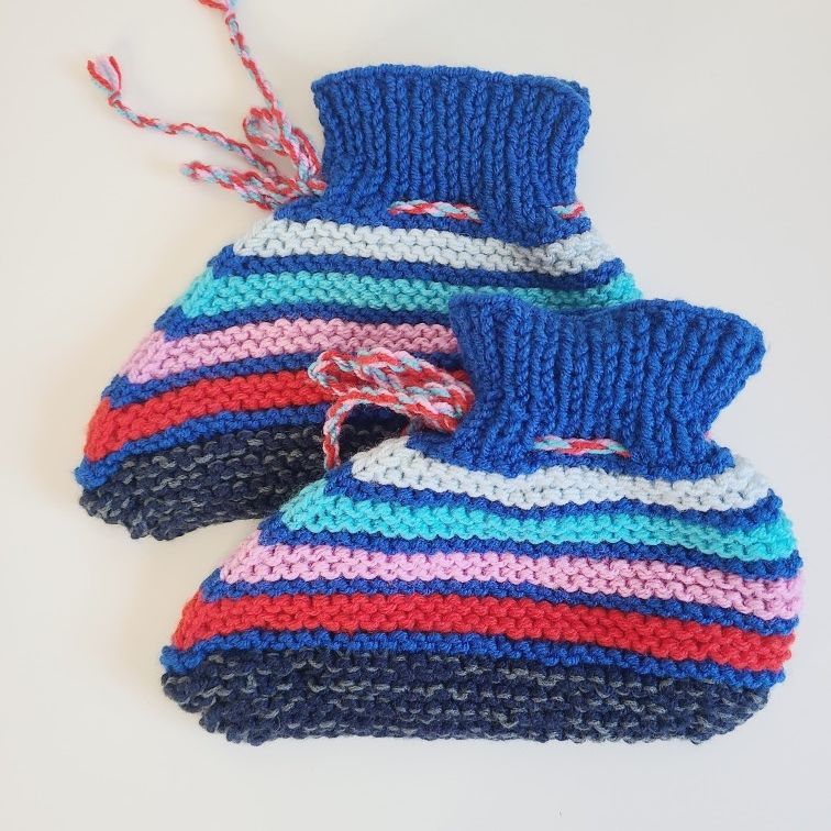 Hand Made Knitted Multicolor Women's Booties