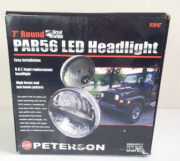 Peterson 7" Round LED Headlight D.O.T. Legal Used
