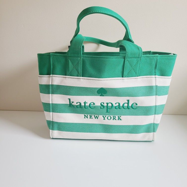 Kate Spade Jett Canvas LARGE Tote Green Bean NWT