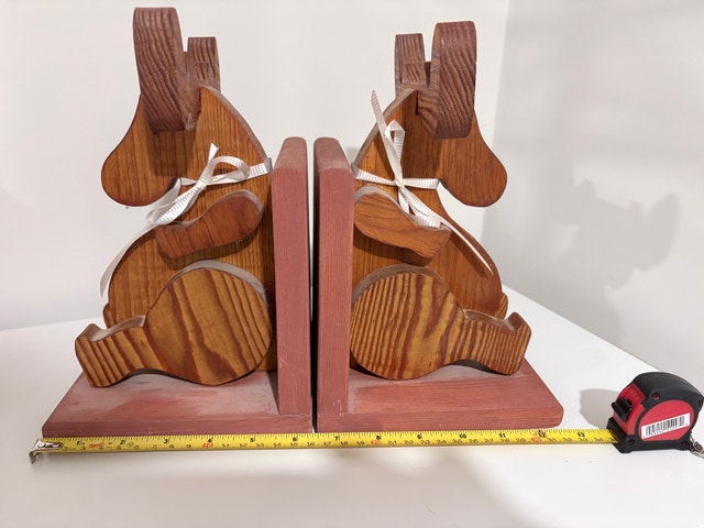 Cute wooden moose bookends