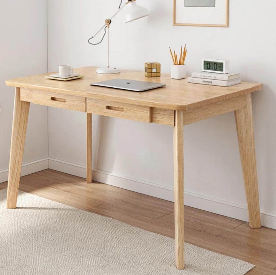 Modern Light Oak Writing Desk with Drawers - photo 3