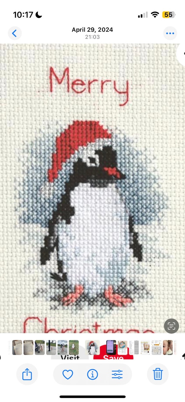 learning how to cross stitch.