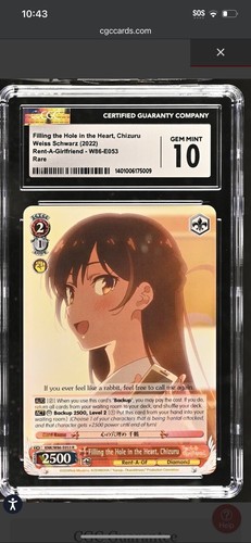 Rent A Girlfriend Weiss Schwarz CGC Gem Mint 10 Chizuru