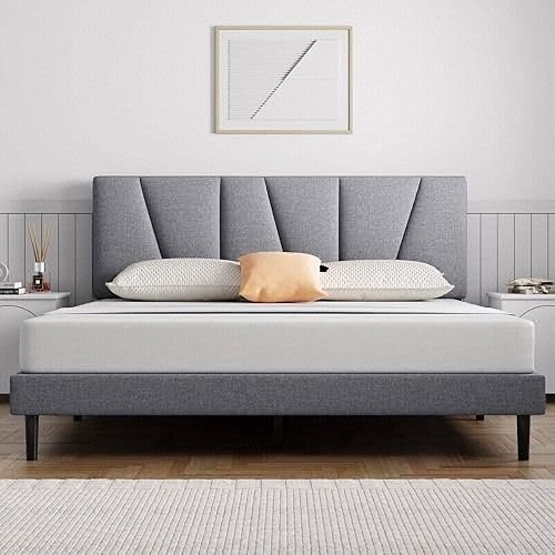 Molblly Queen Bed Frame Upholstered Platform with Headboard