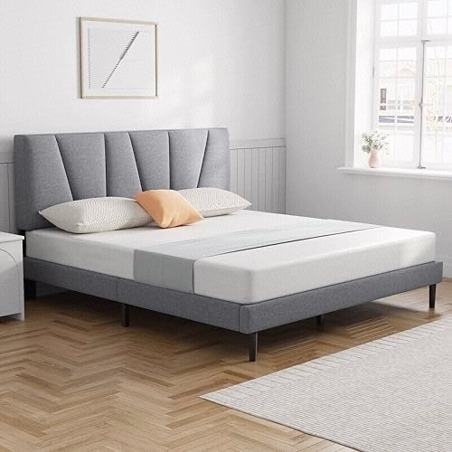 Molblly Queen Bed Frame Upholstered Platform with Headboard - photo 3