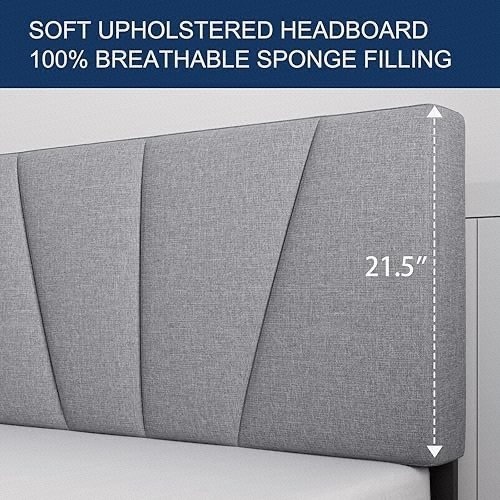 Molblly Queen Bed Frame Upholstered Platform with Headboard - photo 4