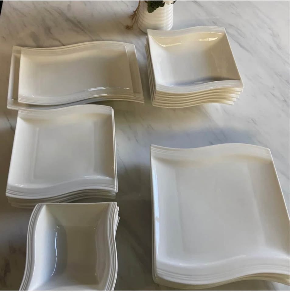51- piece Square Porcelain Dinnerware Sets, Service for 12 - photo 2