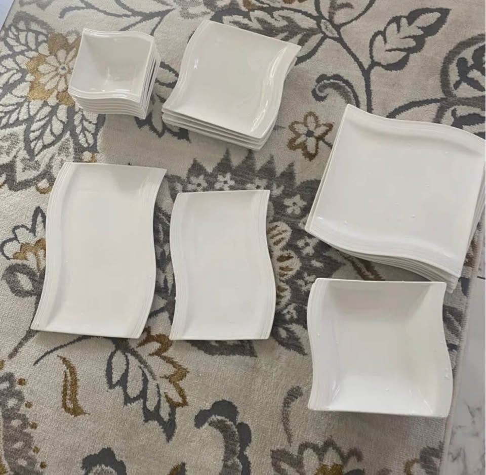 51- piece Square Porcelain Dinnerware Sets, Service for 12 - photo 5