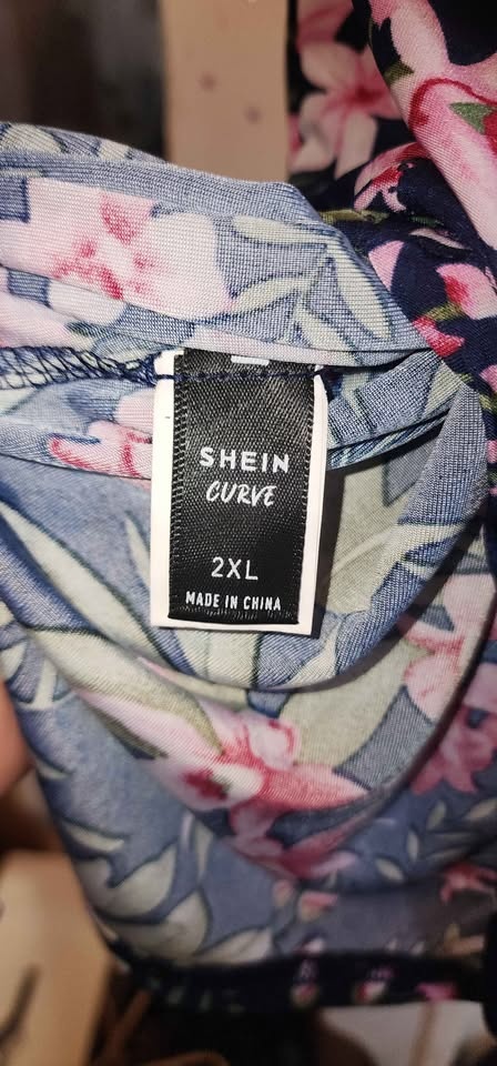 Shein Navy blue floral off the shoulder dress - photo 2