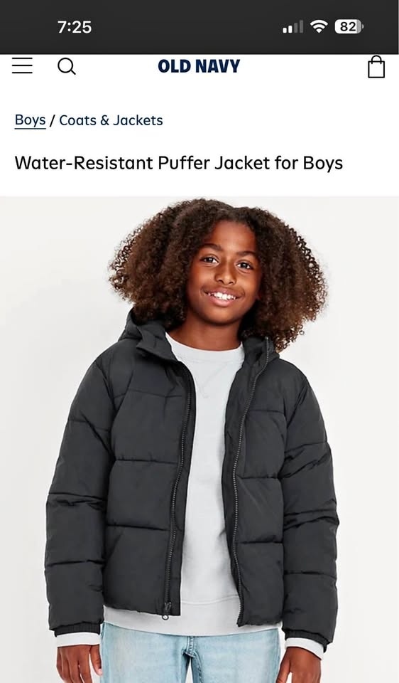 Old Navy Boys' Water-Resistant Puffer Jacket - Size 6-7