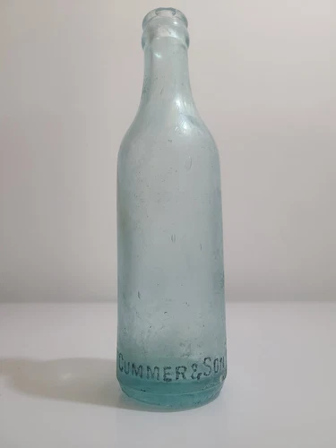 RARE 1900s Cummer&sons Blue Glass Bottle Hamilton Ont.