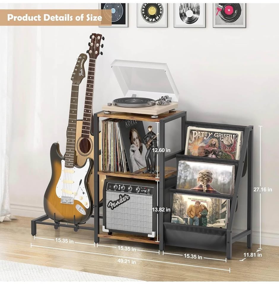 Record Player Stand, Guitar Stand for Acoustic, Electric Guitar - photo 2