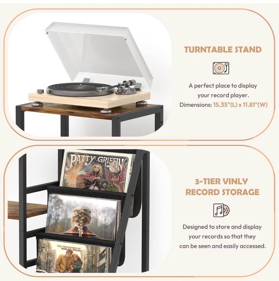 Record Player Stand, Guitar Stand for Acoustic, Electric Guitar - photo 3