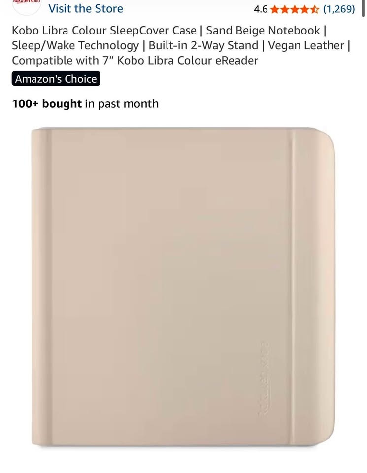 Kobo Libra Colour SleepCover Case | Sand Beige Notebook
