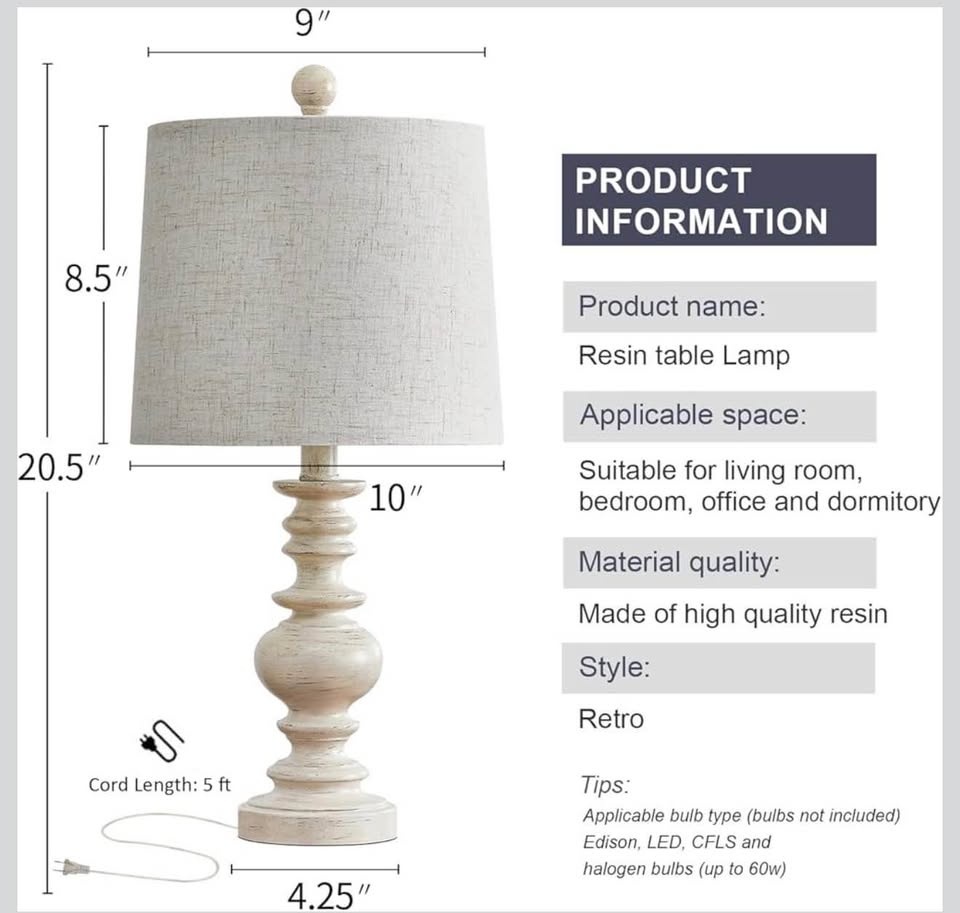 BOBOMOMO Rustic Table Lamp Set of 2 - photo 5