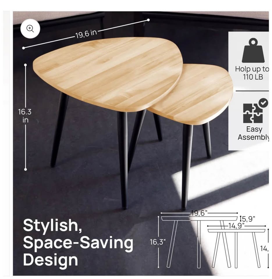 Nesting Coffee Table - Set of 2 End Tables - photo 3