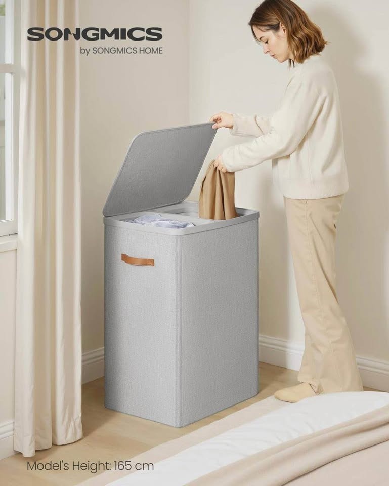 SONGMICS Laundry Basket – 44.9 Gal Dual-Compartment (NEW) - photo 2