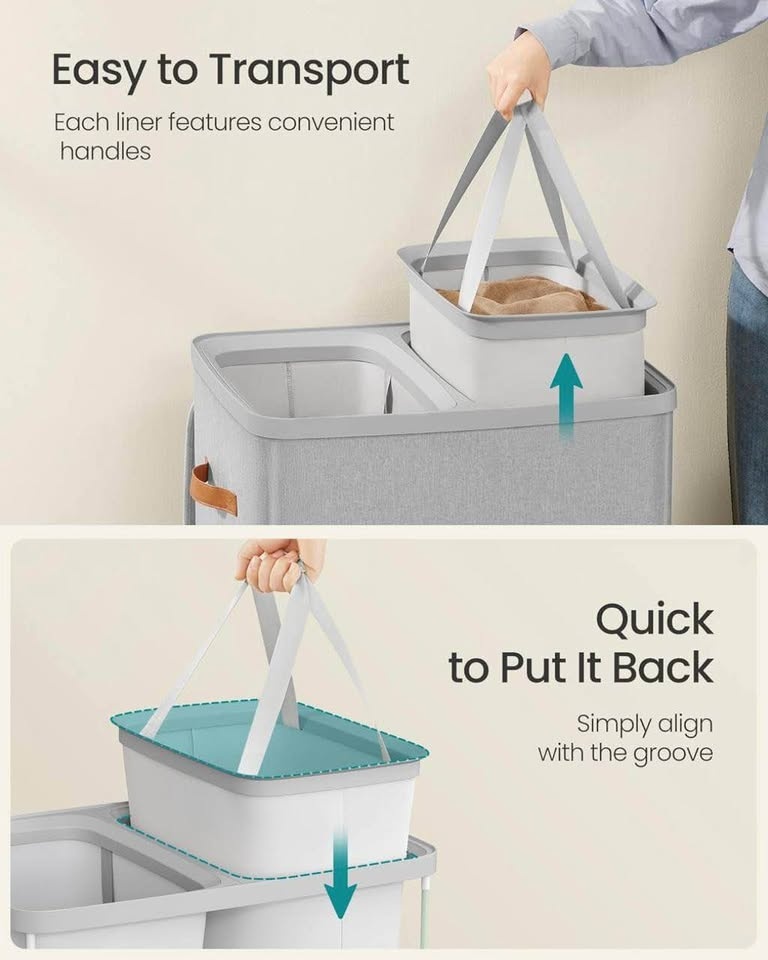 SONGMICS Laundry Basket – 44.9 Gal Dual-Compartment (NEW) - photo 5