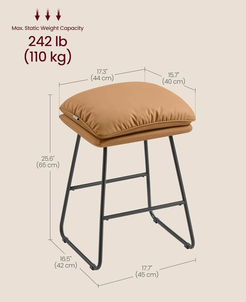 🔥BRAND NEW VASAGLE Bar Stools – Set of 2 | Caramel Brown🔥 - photo 2