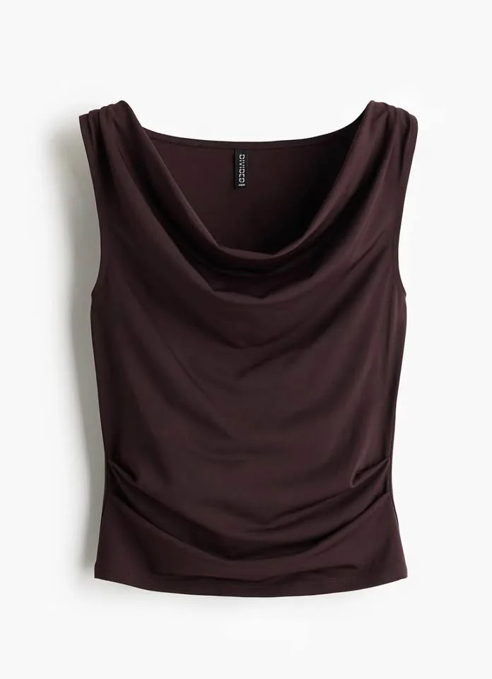 Draped burgundy off the shoulder versatile top image indicator(2)